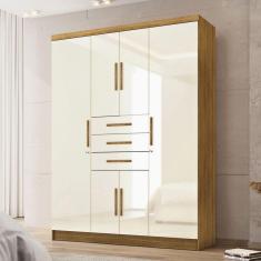 Imagem de Guarda-Roupa Casal Taurus 6 Portas 3 Gavetas Natural/Champanhe - Pnr Móveis