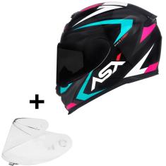 Imagem de Capacete Feminino Asx Eagle Street Rosa Fechado + Viseira