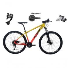 Imagem de Bicicleta Aro 29 Ksw Xlt 27v Câmbios Shimano Altus Freios Hidráulicos Garfo Com Trava - Amarelo-laranja Tam.19