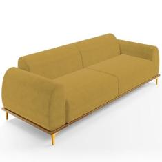 Imagem de Sofá 03 Lugares Para Sala de Estar Kiev 210 cm D02 Veludo Mostarda C-260 - Lyam Decor