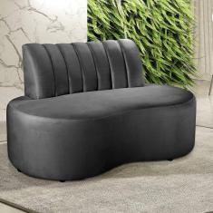 Imagem de Sofá Redondo Curvo Orgânico Namoradeira Doha Cinza grafite