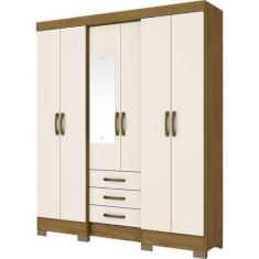 Imagem de Roupeiro 6 Portas 03 Gavetas Nature/Off White - Briz - Henn