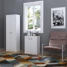 Imagem de Conjunto Home Office Armário 2 Portas Me4105 e Balcão 2 Portas Me4103 Tecno Mobili Branco