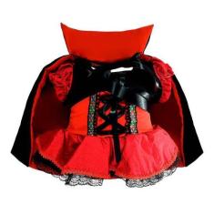 Imagem de Fantasia Bebe Halloween Menina Vampira Com Capa Mesversario - Fantasia