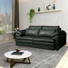 Imagem de Sofá Decorativo Piece Bipartido Retrátil Sala de Estar 175cm Couro Verde G58 - Gran Belo