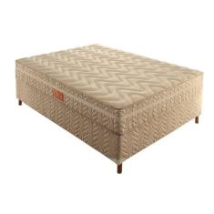Imagem de Box Casal Florença 42x138x188cm com Colchão Casal Molas Ensacadas Júlia 28x138x188cm Rustico Bege