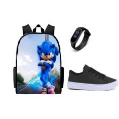 Imagem de Bolsa Masculina Lançamento Top Mais Tenis Casual Juvenil E Relogio Led