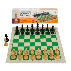 Imagem de Jogo Xadrez Oficial Tabuleiro Couro e Peças Plásticas - J010 - JAEHRIG