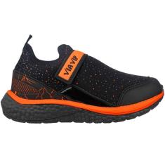 Imagem de Tênis Jogging Calce Fácil Infantil Menino Via Vip Preto/Laranja - VV9500-Masculino