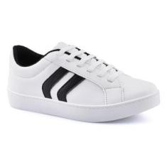 Imagem de Tenis Slip On Branco Godiva Tiras Preto-Feminino