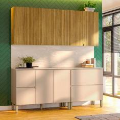 Imagem de Cozinha Compacta Art 8 Portas 3 Gavetas Freijó/Vanilla - Kits Paraná