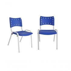 Imagem de Kit 2 Cadeiras Iso para Escola Escritório Comércio Azul Base Branca