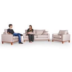 Imagem de Conjunto Sofá Living Istambul Com Poltrona em Linho - Essencial Estofa