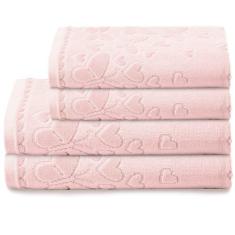 Imagem de Kit Jogo de Toalhas Dohler 4 Peças Banhão e Rosto Romance 100% Algodão