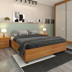 Imagem de Cama Box Casal Mônaco E Mesa De Cabeceira Veronna Cinamomo - Tcil Móve