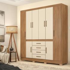 Imagem de Guarda Roupa Casal com Pés 8 Portas 4 Gavetas New Realce Demóbile