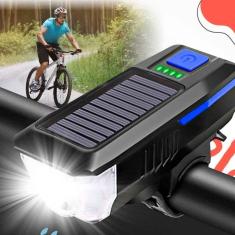 Imagem de Farol Bicicleta LED T6, Solar/USB, 350lm, 200m Alcance