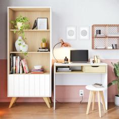 Imagem de Escrivaninha Com Estante Bit Link Moov Branco Fosco