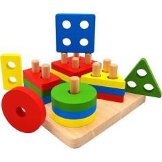 Imagem de Quebra-cabeça de madeira Classificação Empilhamento Brinquedo Brinqued