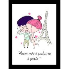 Imagem de Kit 4 Quadros Com Moldura Frases Amor Namorados