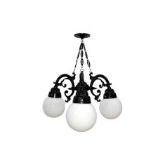 Imagem de Lustre Colonial Para Teto Com Corrente Em Alumínio 03 Globos