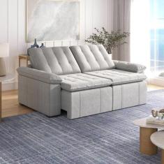 Imagem de Sofá Cama Palmeira 3 Lugares Retrátil Reclinável 2,20M Linho Com Molas