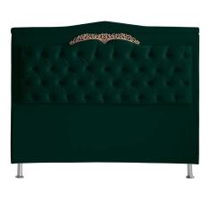 Imagem de Cabeceira De Cama Box Helena Casal 140 Cm Capitonê Retro Botão Encapados Suede Verde Eli Móveis