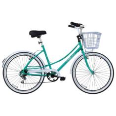 Imagem de Bicicleta Aro 26 Feminina Retrô Anne cor Verde Com Cestinha