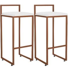 Imagem de Kit 02 Banquetas Alta Para Cozinha L02 Bronze Branco