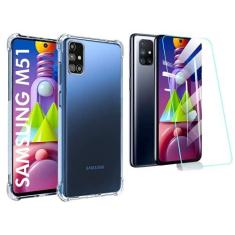 Imagem de Capinha Celular Silicone Compatível Samsung M51 + 2 Película Vidro (Não Cobre Bordas Curvas do Aparelho)