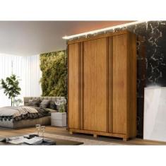 Imagem de Guarda Roupa Solteiro Lisboa 4 Portas Ripadas Em MDF Benetil - Cinamom