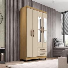 Imagem de Guarda Roupa Solteiro Aspen 4 Portas 2 Gavetas Com Espelho I01 Carvalh