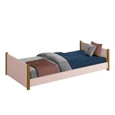 Imagem de Cama Evolutiva 2 em 1 Ravi Rosa Fosco Pés Amadeirado com Colchão D33 -