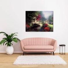 Imagem de Quadros Paisagem Ponte Com Flores  80X60Cm