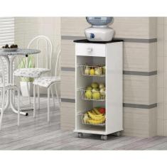 Imagem de Armário Fruteira Talita 1 Gaveta E 3 Cestos Branco/Preto