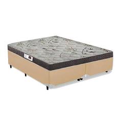 Imagem de Cama Box King Colchão Classic Mola Ensacada + Box Bipartido Sintético Bege Serra Negra 67x193x203