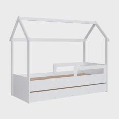 Imagem de Cama Infantil Montessoriana c/ Cama Auxiliar Branco Completa Móveis