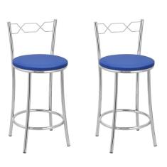 Imagem de Kit 2 Banquetas Cromadas Bc51-c A103 Cromado/Azul