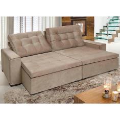 Imagem de Sofá Tunísia 3,10 mts Retrátil e Reclinável Pluma Castor