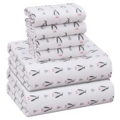 Imagem de RUVANTI Lençóis de flanela tamanho casal 6 peças - Lençóis de cama 100% algodão escovado, bolsos profundos 40,6 cm, respirável para todas as estações, extra macio e confortável, conjunto de lençóis