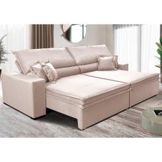 Imagem de Sofá Retrátil e Reclinável 3,15m Império. com Molas Cama inBox Linho