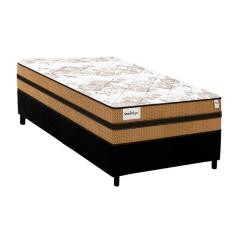 Imagem de  Cama Box Solteiro: Colchão Molas Ensacadas Plumatex MasterPocket Smart Milano + Base CRC Suede Black(88x188)