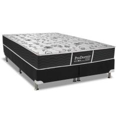 Imagem de Cama Box Queen: Colchão Molas Bonnel Probel Prodormir Sleep + Base Crc Suede Black(158X198)
