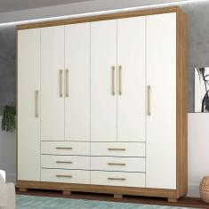 Imagem de guarda-roupa casal canadá 6 pt 6 gv nature e champanhe