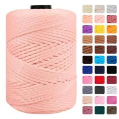 Imagem de CAMAL Cordão de polipropileno 3 mm 185 jardas fio de poliéster colorido fio de tricô feito à mão fio de macramê 3 mm para sacos de crochê, artesanato DIY, cabides de plantas, projeto de macramê (rosa