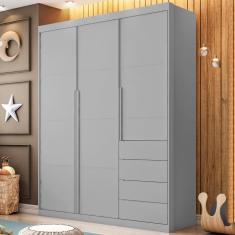 Imagem de Guarda Roupa 3 Portas E 4 Gavetas Pérola Cinza - Phoenix Baby