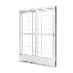 Imagem de Porta de Aço de Correr e Postigo 215x160cm 2 Folhas com Grade Quadriculada Qualitysol Ramassol Branco