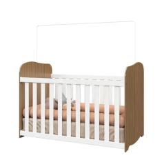 Imagem de Berço Peroba Uli Americano Branco Com Carvalho Sem Rodízios Branco Carvalho