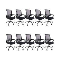 Imagem de Kit 10 Cadeiras De Escritório Begonia Mesh Ergonômico Preto