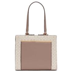 Imagem de Calvin Klein Bolsa organizacional Astrid com compartimento triplo, Logotipo baunilha/cáqui/cacau/jacarandá, One Size